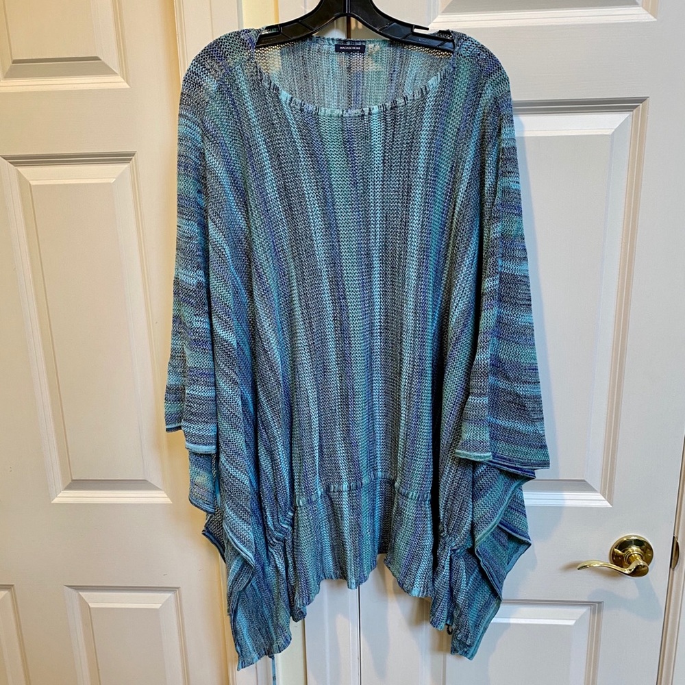 Magaschoni Blue Striped Poncho